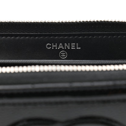 Chanel Caviar Patent Small CC Contour Zip Around Wallet Black 6 of 12