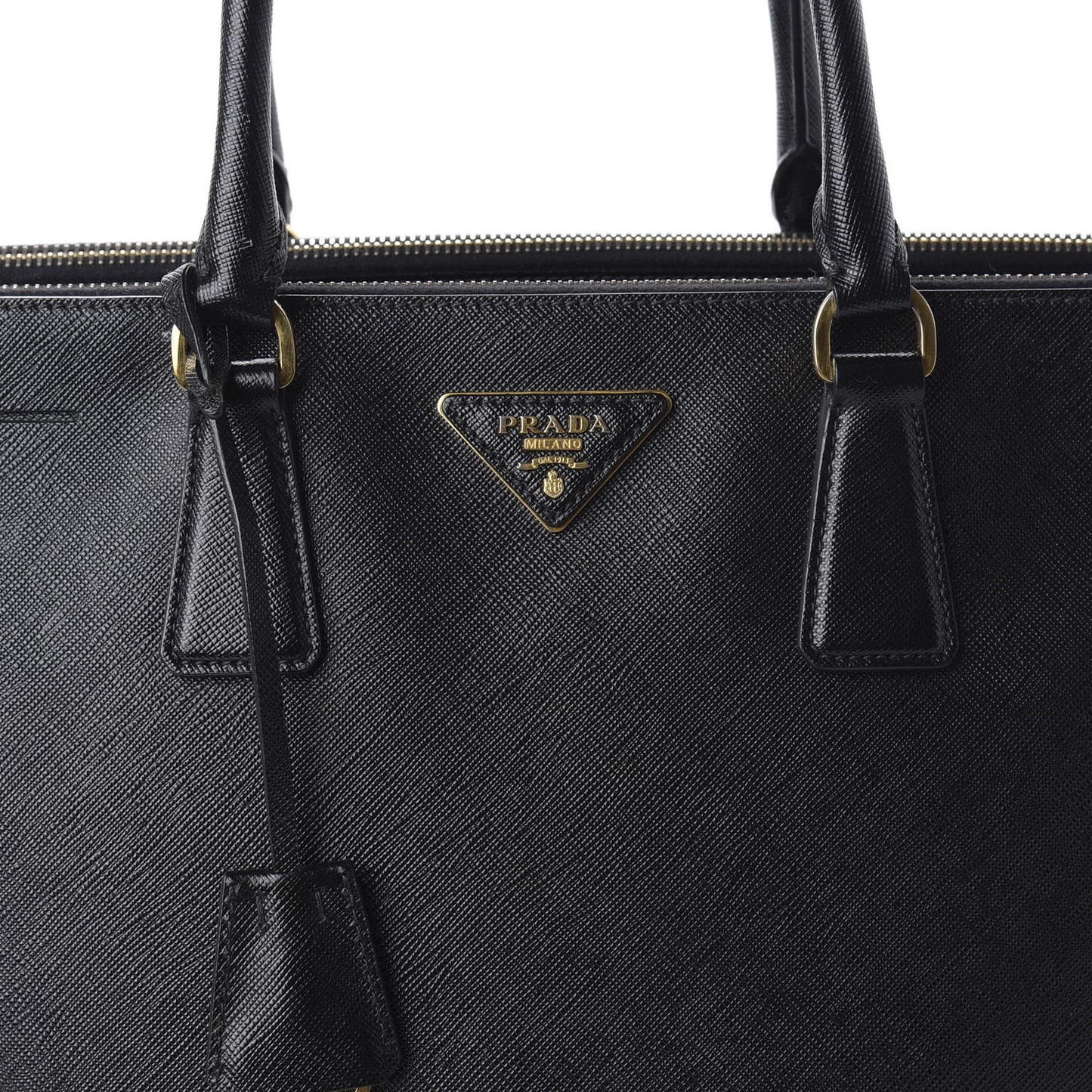 Saffiano Medium Galleria Double Zip Tote Black