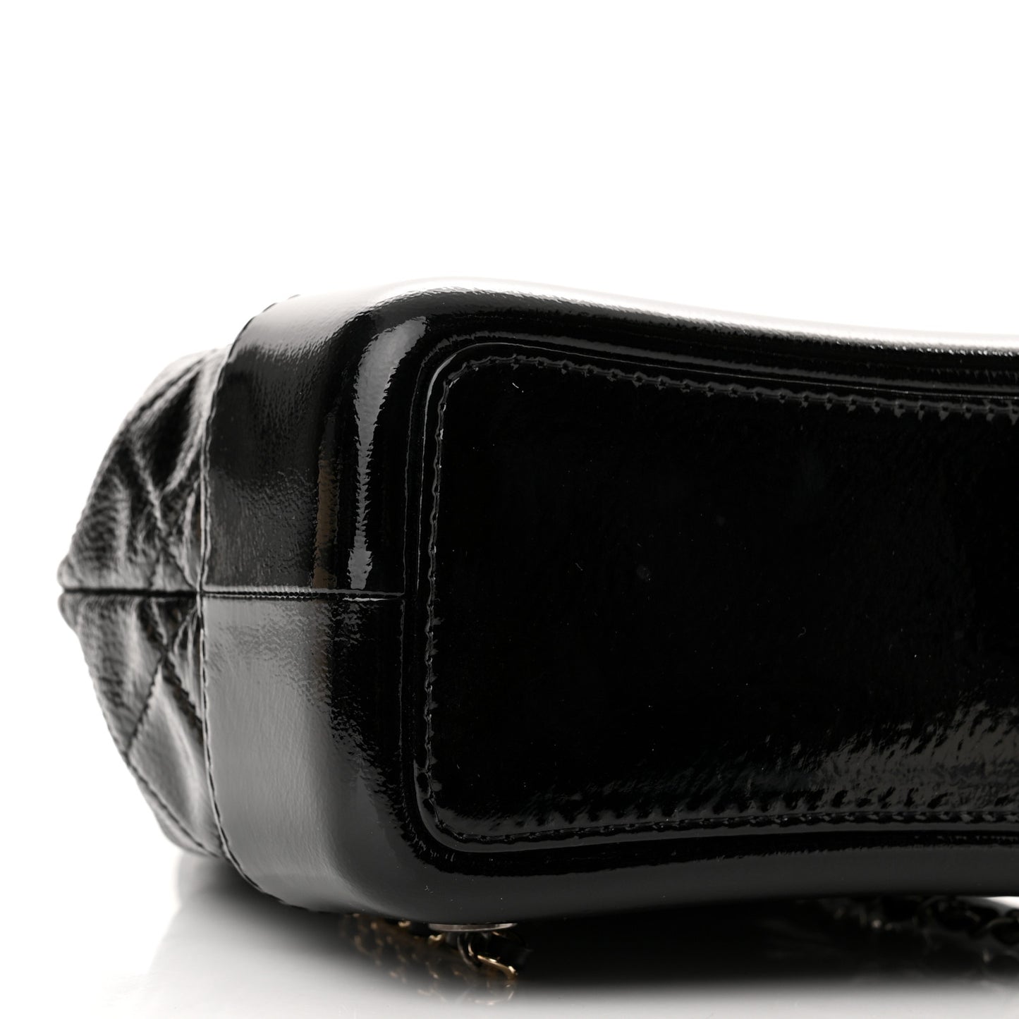 Patent Goatskin Quilted Small Gabrielle Backpack Black