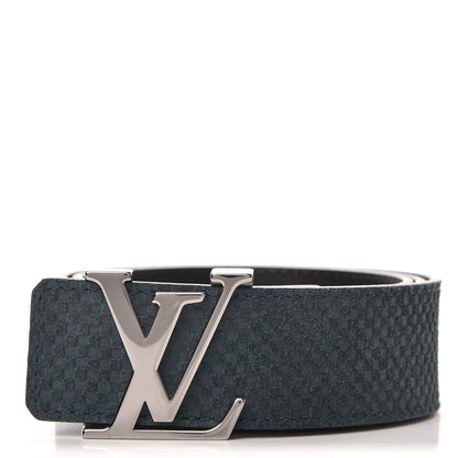 Louis Vuitton Suede Calfskin Mini Damier 40mm LV Initiales Belt 90 36 Green 1 of 6