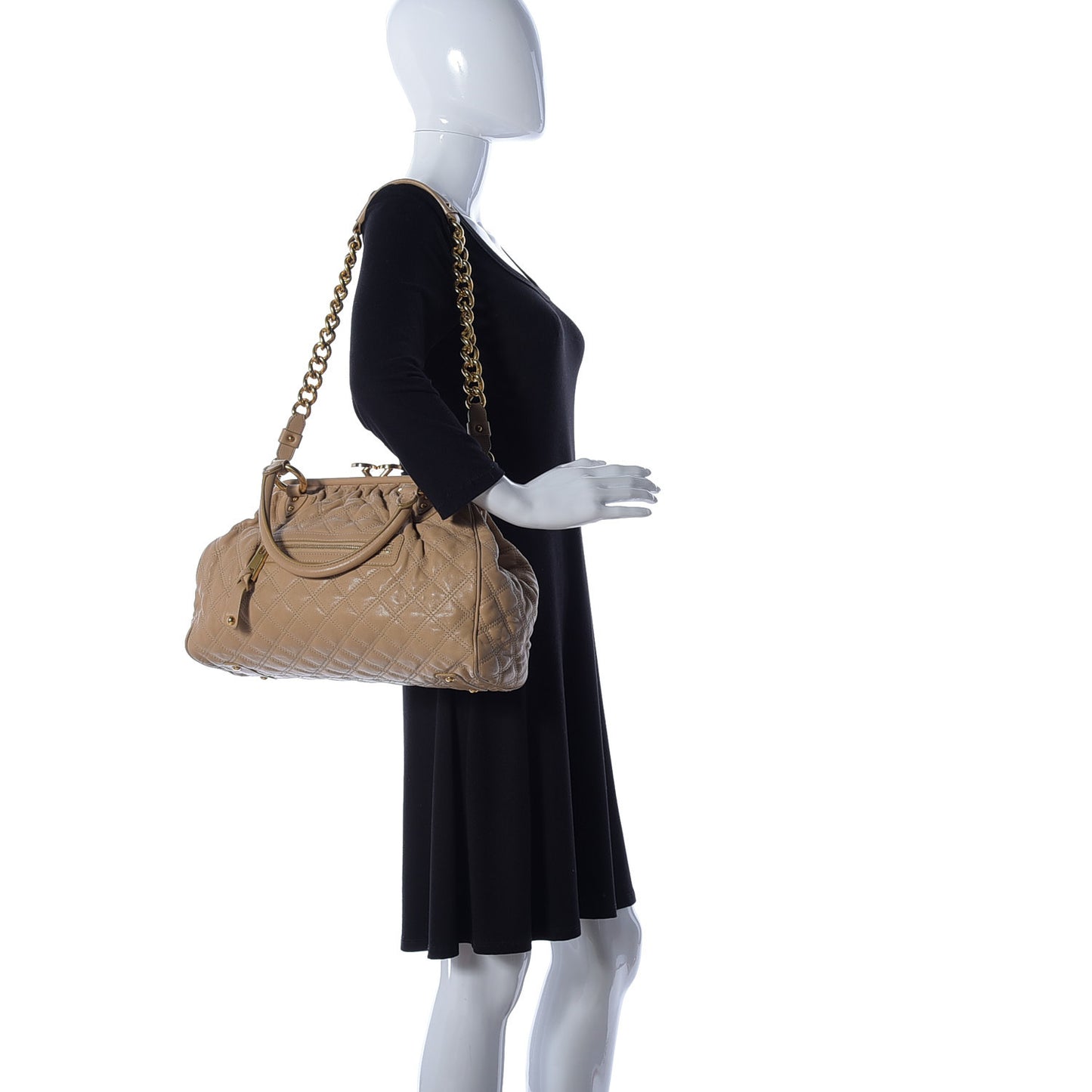 Calfskin Quilted Stam Beige