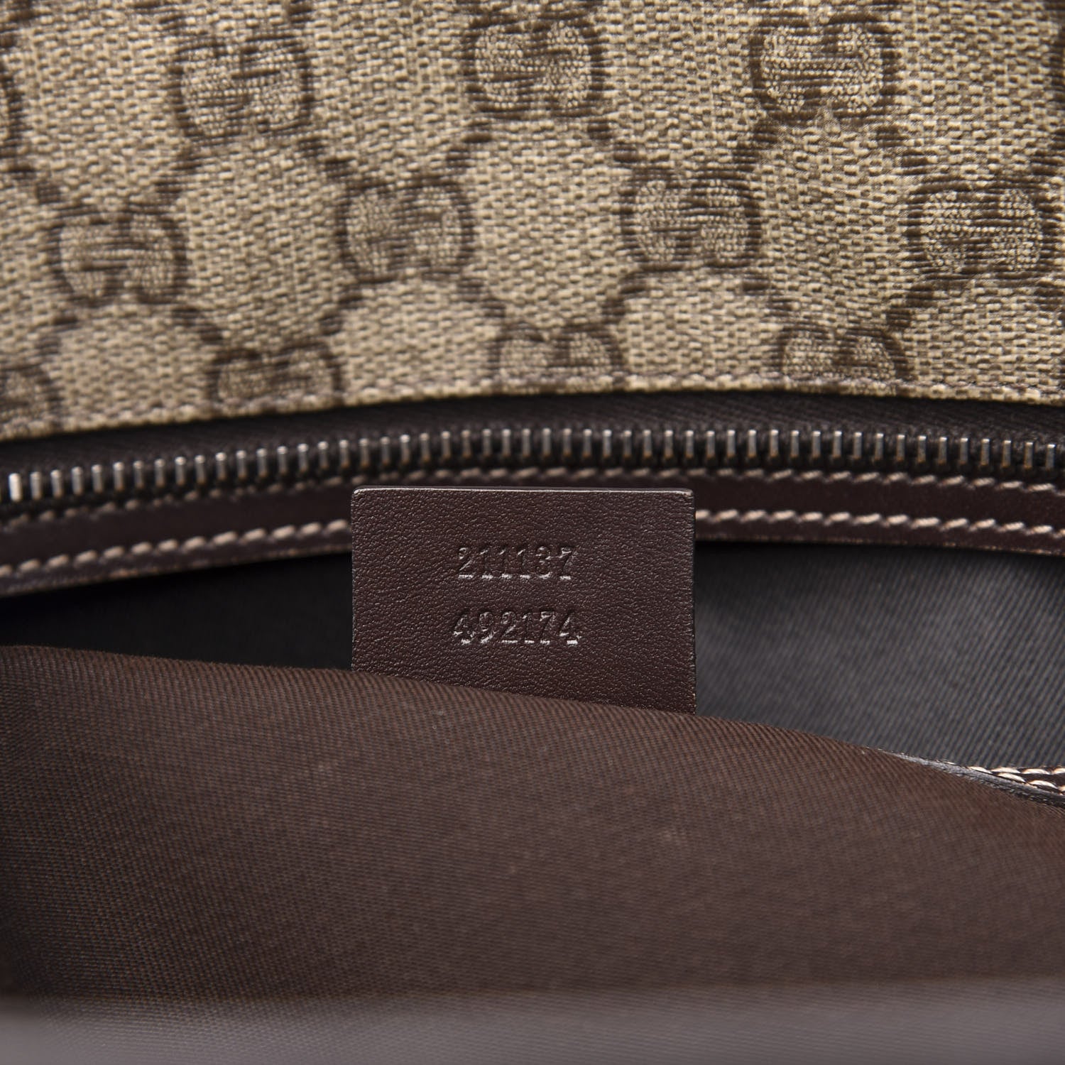 Gucci GG Supreme Monogram Medium Zippered Shopping Tote Dark Brown 7 of 12