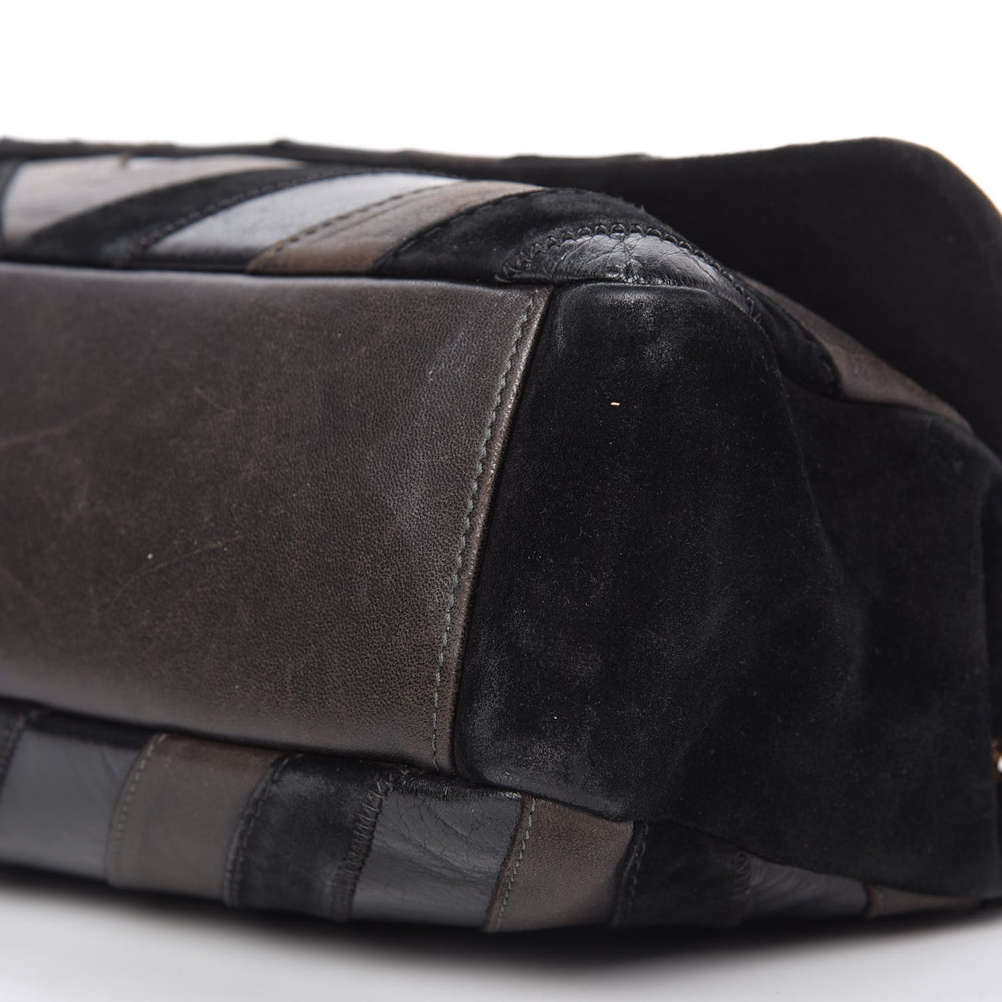 Suede Lambskin Glazed Calfskin Lady Vintage Chevron Flap Black Brown
