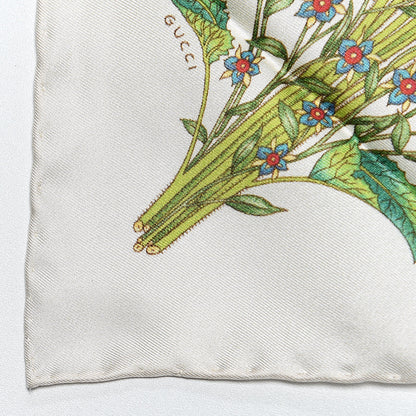 Gucci Silk Twill Nuovoflora Square Handkerchief Ivory Blue 8 of 9