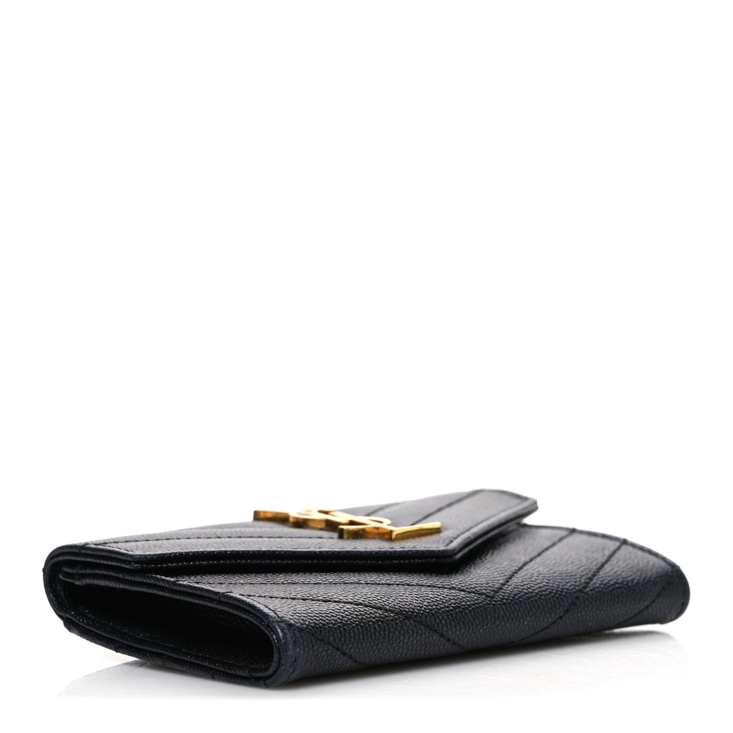 Grain De Poudre Matelasse Chevron Small Monogram Envelope Wallet Black