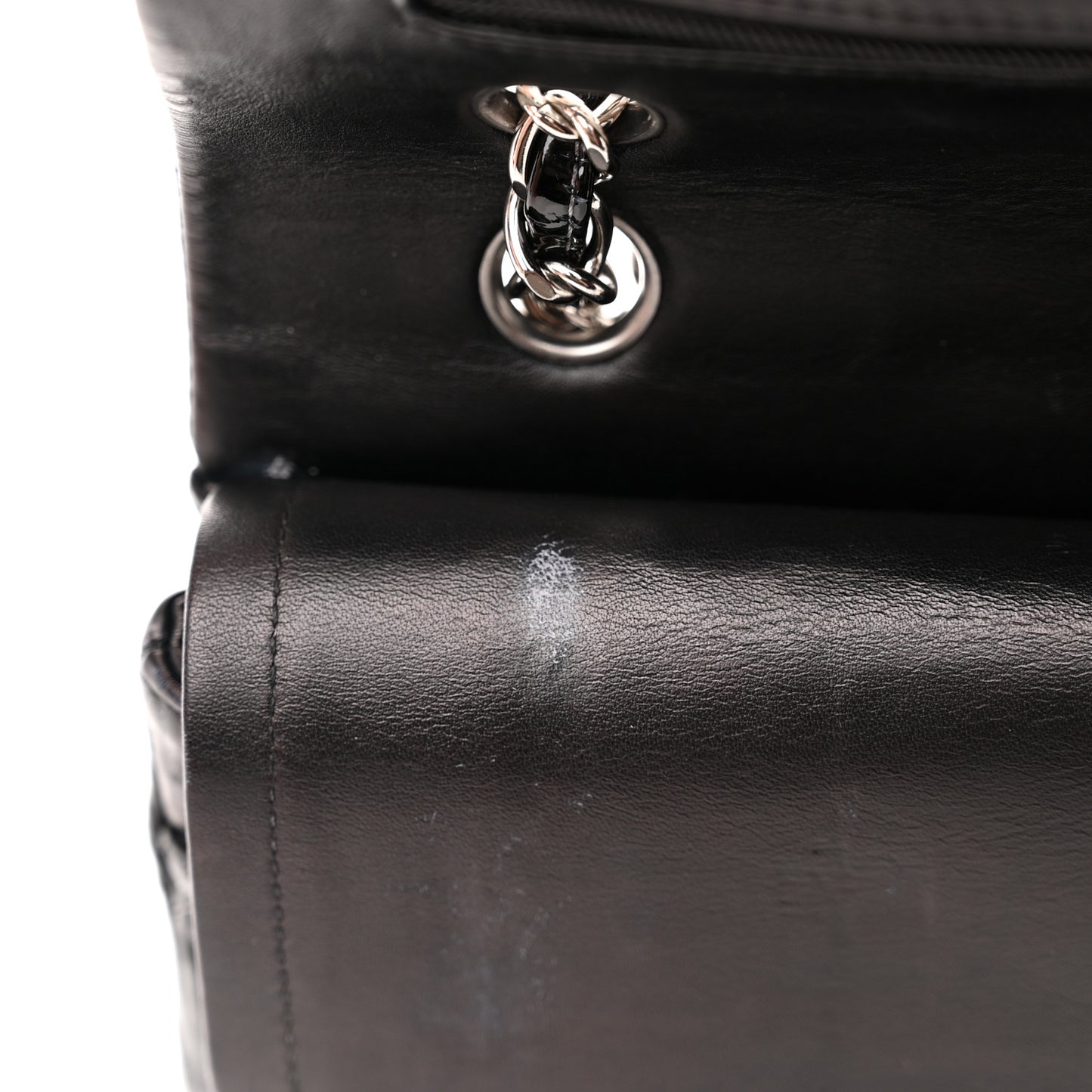 Patent Quilted Medium Double Flap Black