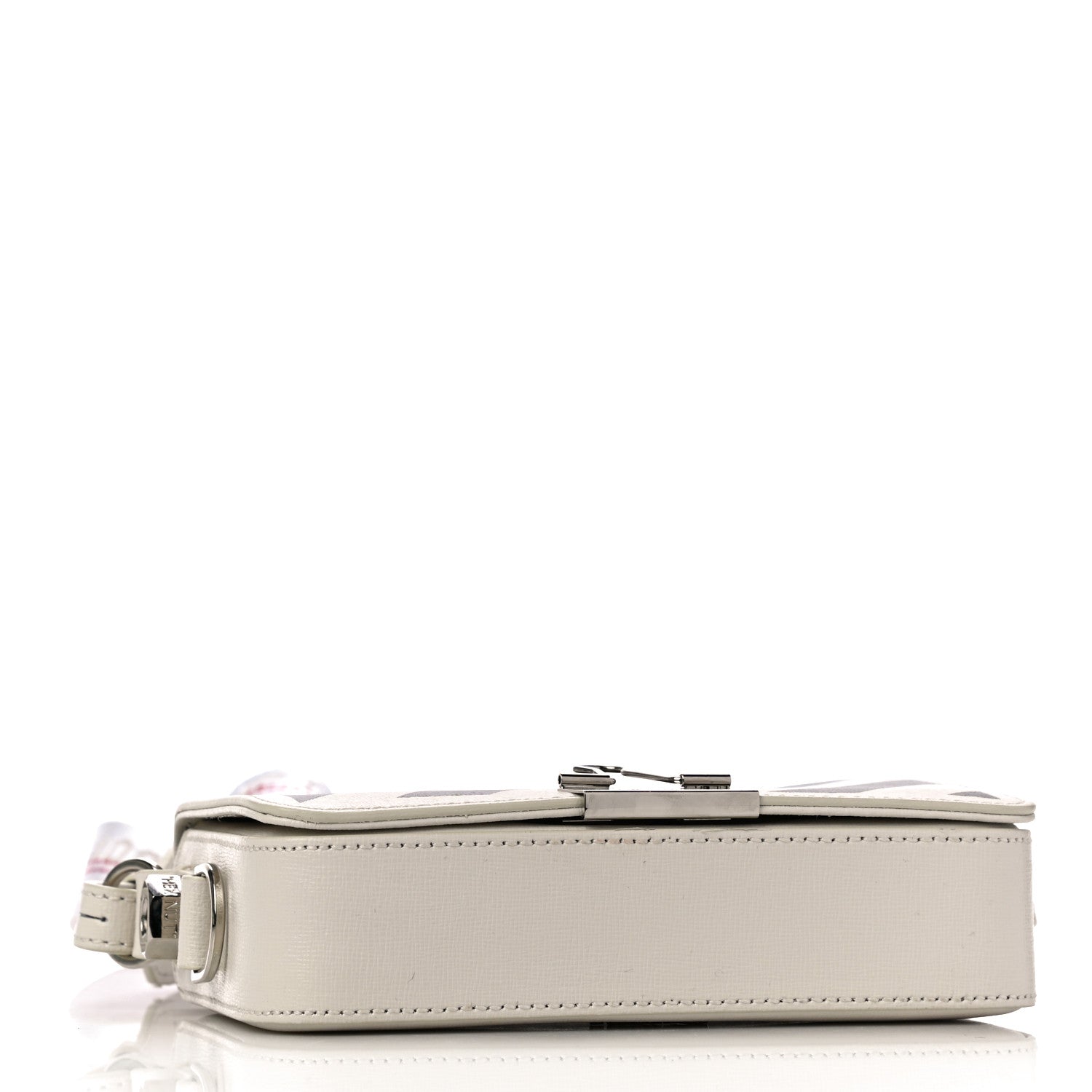 Off-White Saffiano Striped Diag Binder Flap Bag White Black 4 of 14