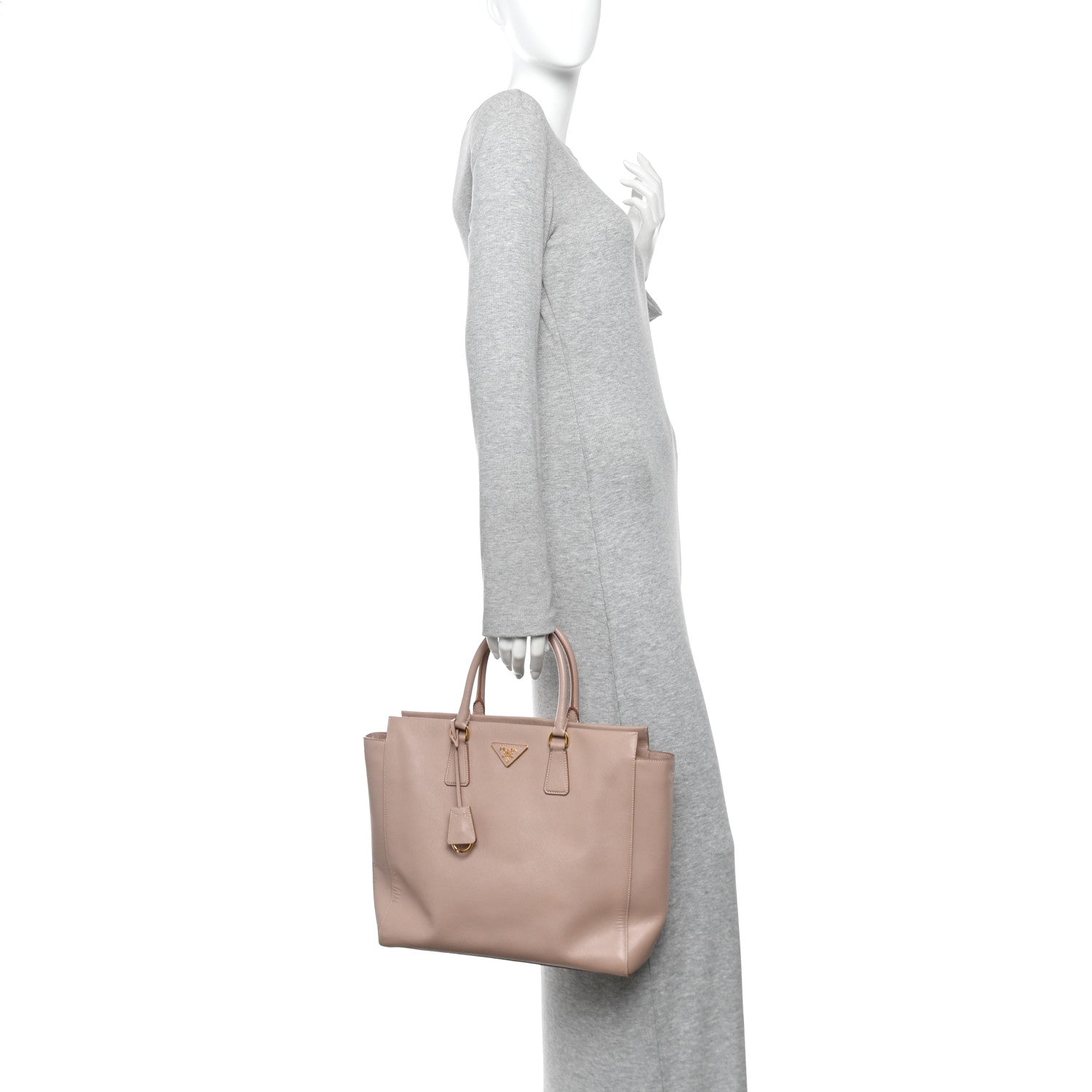 Prada Saffiano Soft Calfskin Double Handle Satchel Cipria 2 of 9
