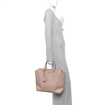 Prada Saffiano Soft Calfskin Double Handle Satchel Cipria 2 of 9