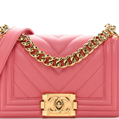 Chanel Calfskin Chevron Quilted Small Boy Flap Pink 8 of 10
