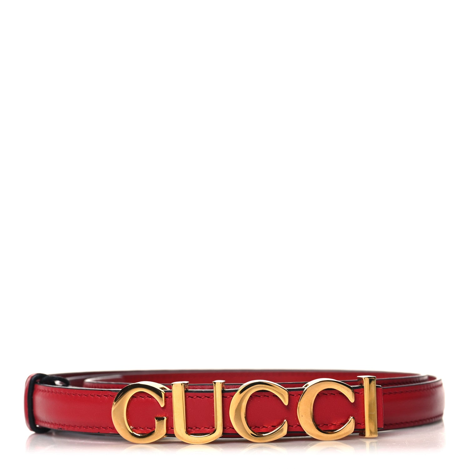 Gucci Plutone Calfskin Gucci Buckle 20mm Thin Belt 95 38 Rosso 1 of 5