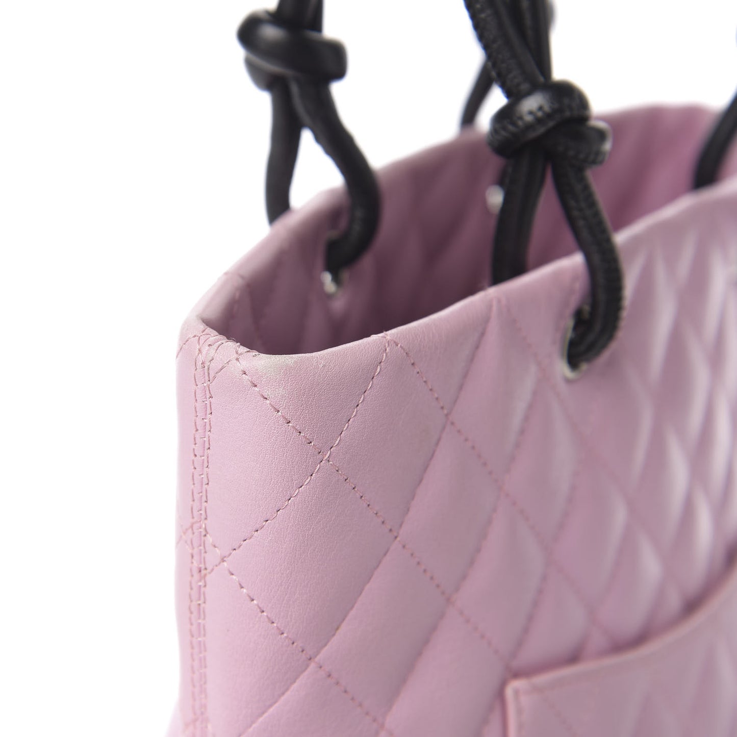 Calfskin Quilted Medium Cambon Tote Pink Black
