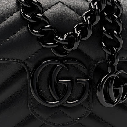 Gucci Calfskin Matelasse Monochrome GG Marmont Chain Mini Belt Bag Black 7 of 9