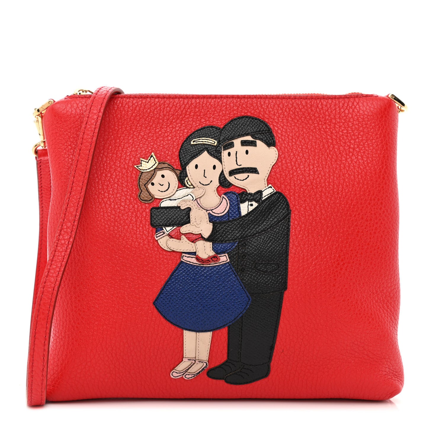 Calfskin Family Patch Crossbody Red