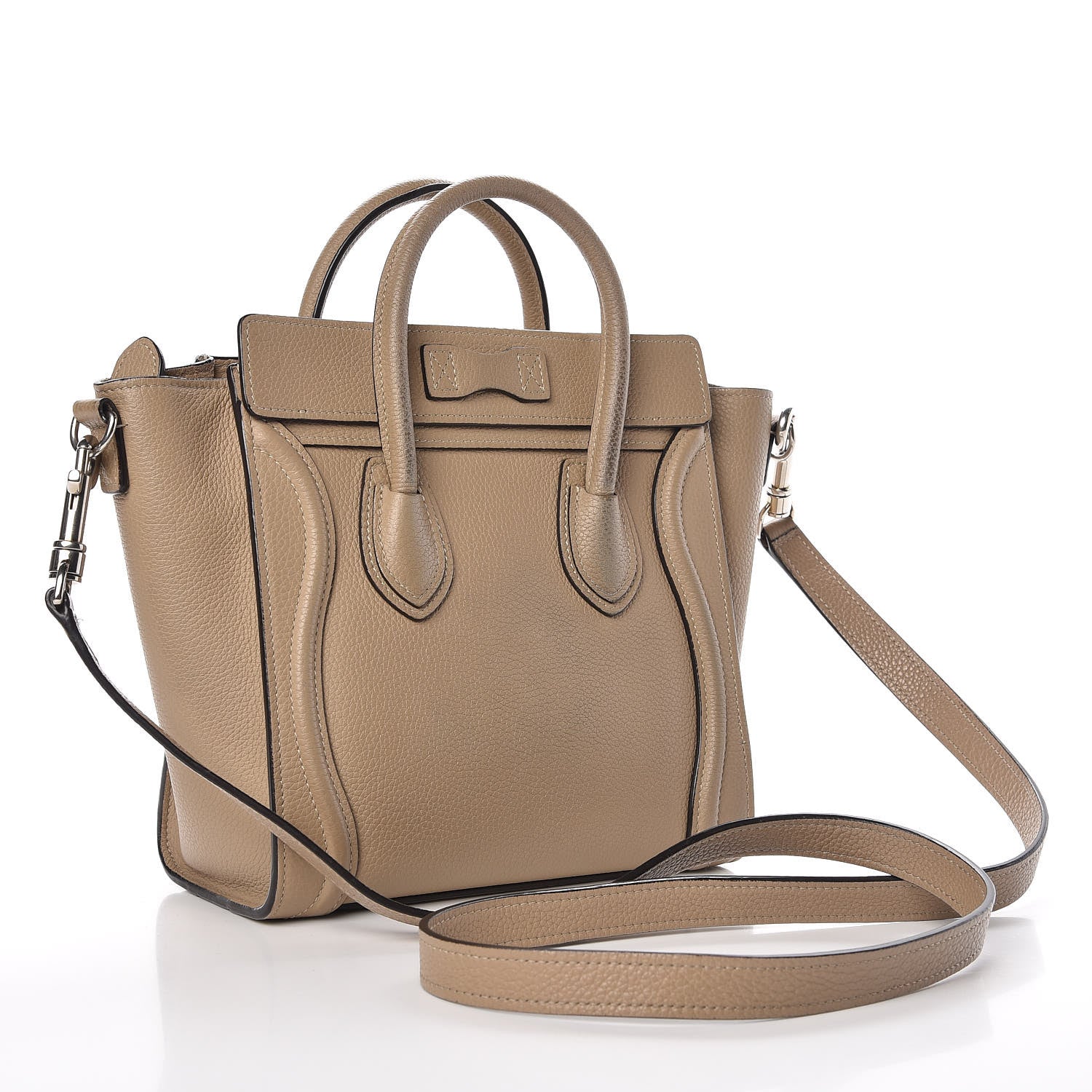 Celine Drummed Calfskin Nano Luggage Dune 3 of 9