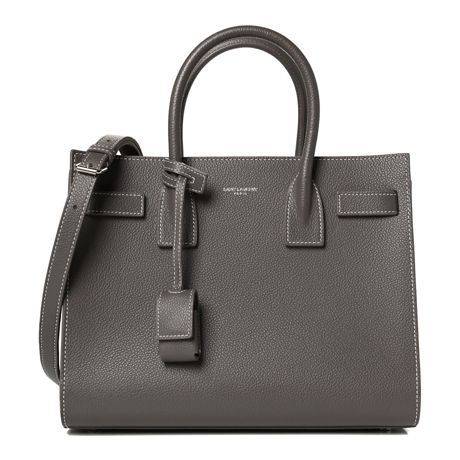 Saint Laurent Grained Calfskin Small Sac De Jour Fog 1 of 13