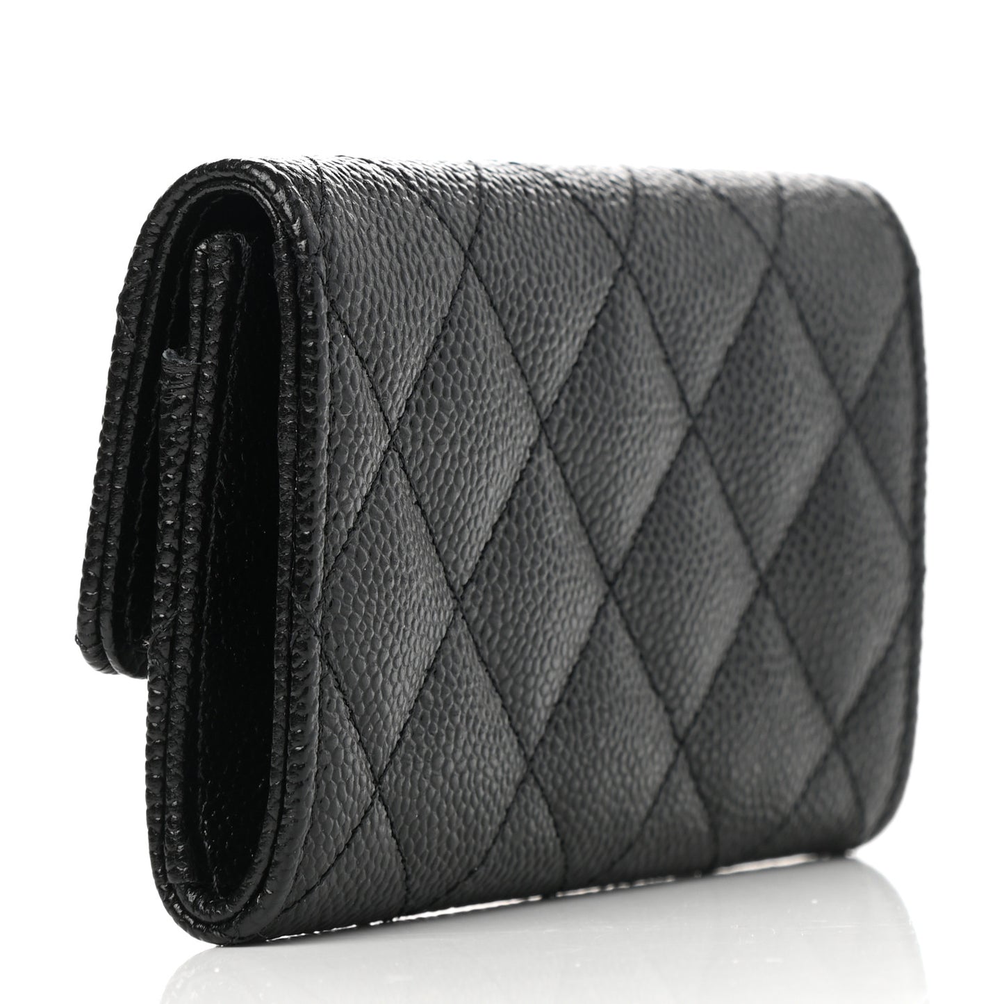 Caviar Quilted Chain CC Flap Card Holder Black