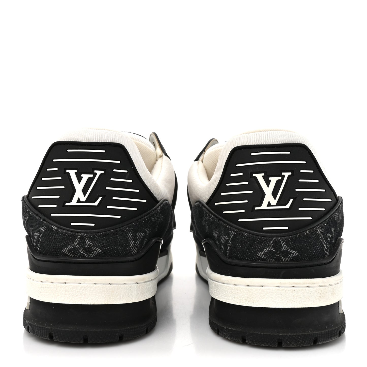 Calfskin Monogram Denim Mens LV Trainer Sneakers 11 Black