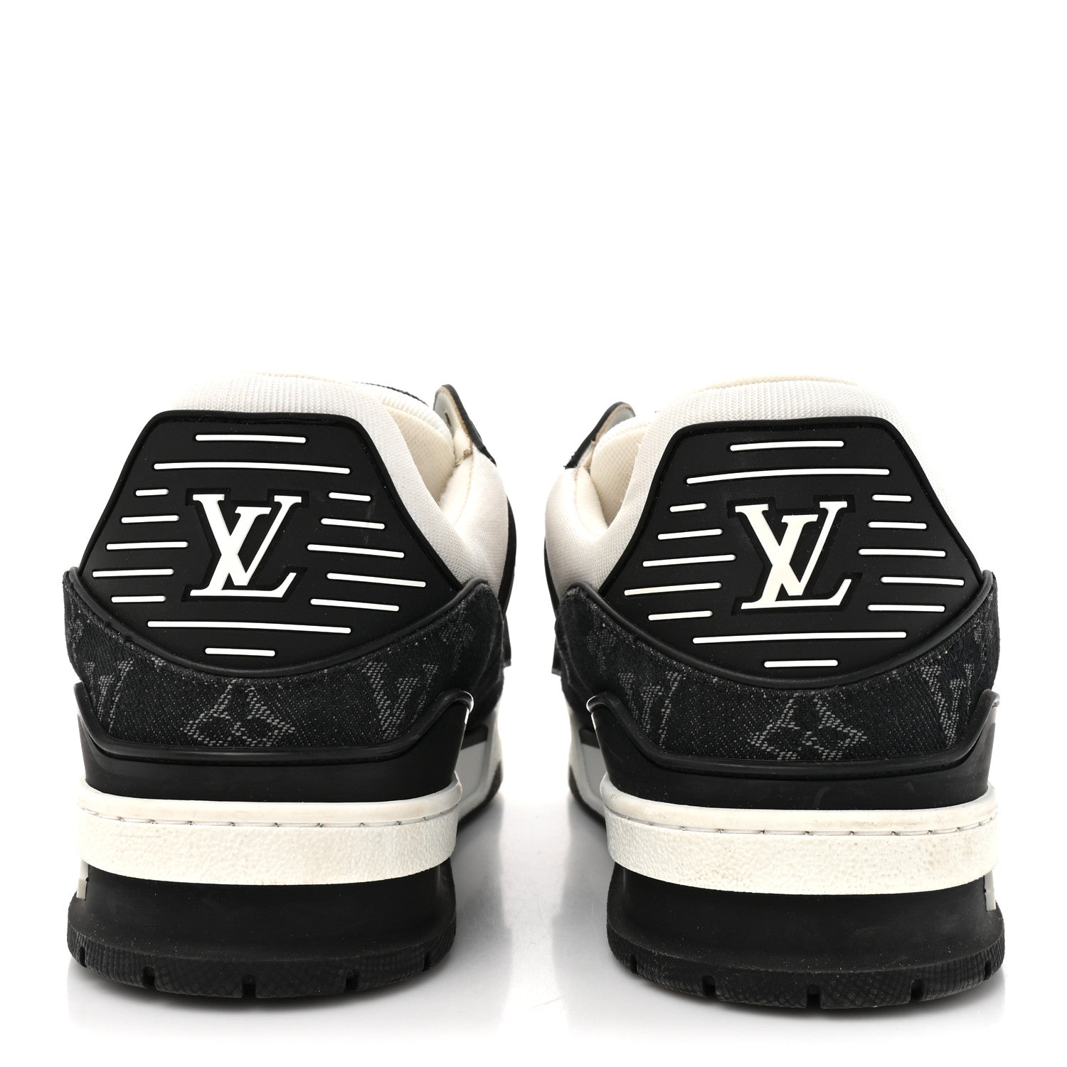 Louis Vuitton Calfskin Monogram Denim Mens LV Trainer Sneakers 11 Black 5 of 11