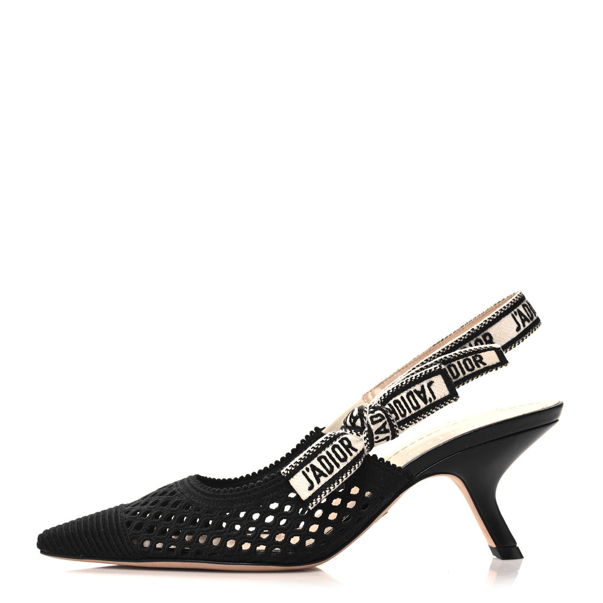 Cotton Lambskin Mesh Embroidered J'Adior Slingback 65mm Pumps 37 Black