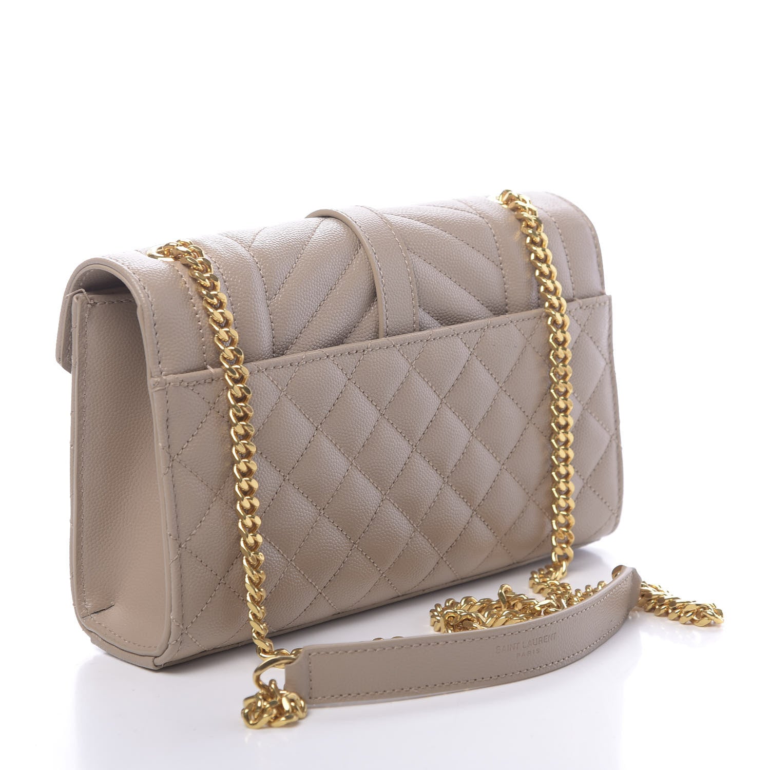 Saint Laurent Grain De Poudre Textured Mixed Matelasse Triquilt Small Monogram Satchel Dark Beige 3 of 11