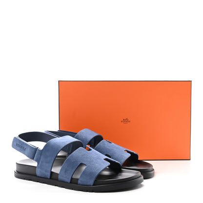 Hermes Suede Goatskin Mens Genius Sandals 43 Bleu Celeste 10 of 10