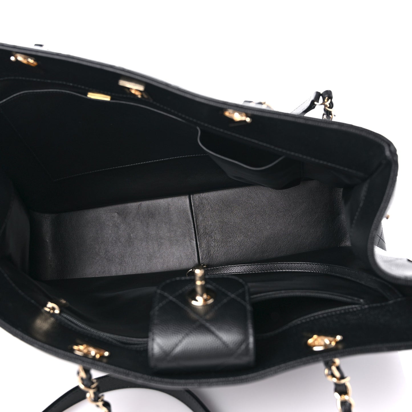 Caviar Quilted Large Shopping Tote Black