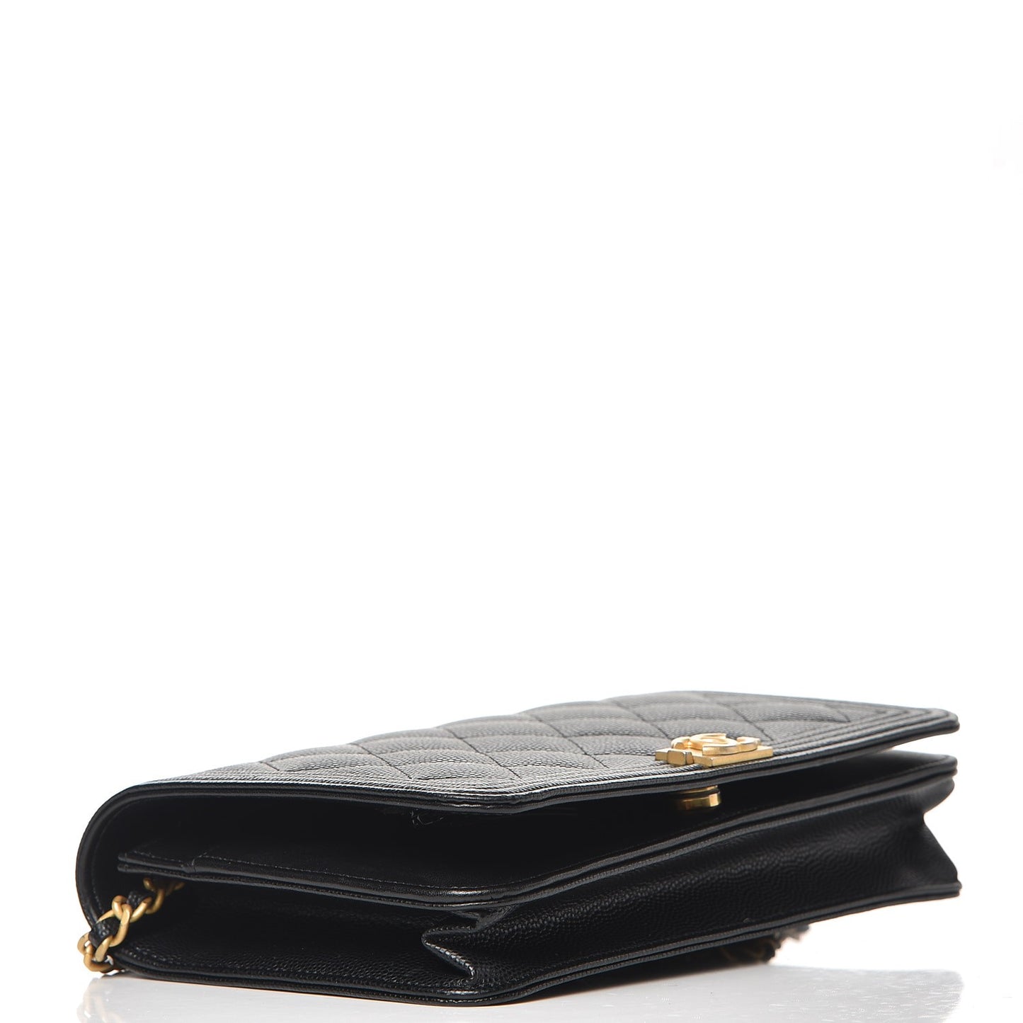 Caviar Quilted Boy Wallet On Chain WOC Black
