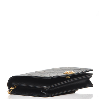 Chanel Caviar Quilted Boy Wallet On Chain WOC Black 4 of 9