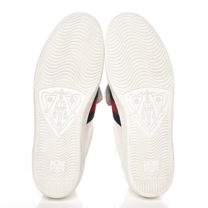 Gucci Calfskin Ayers Web Blind for Love Embroidered Mens Ace Sneakers 10 White 5 of 10