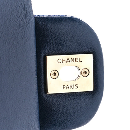Chanel Printed Denim Quilted Mini Rectangular Flap Dark Blue 7 of 12