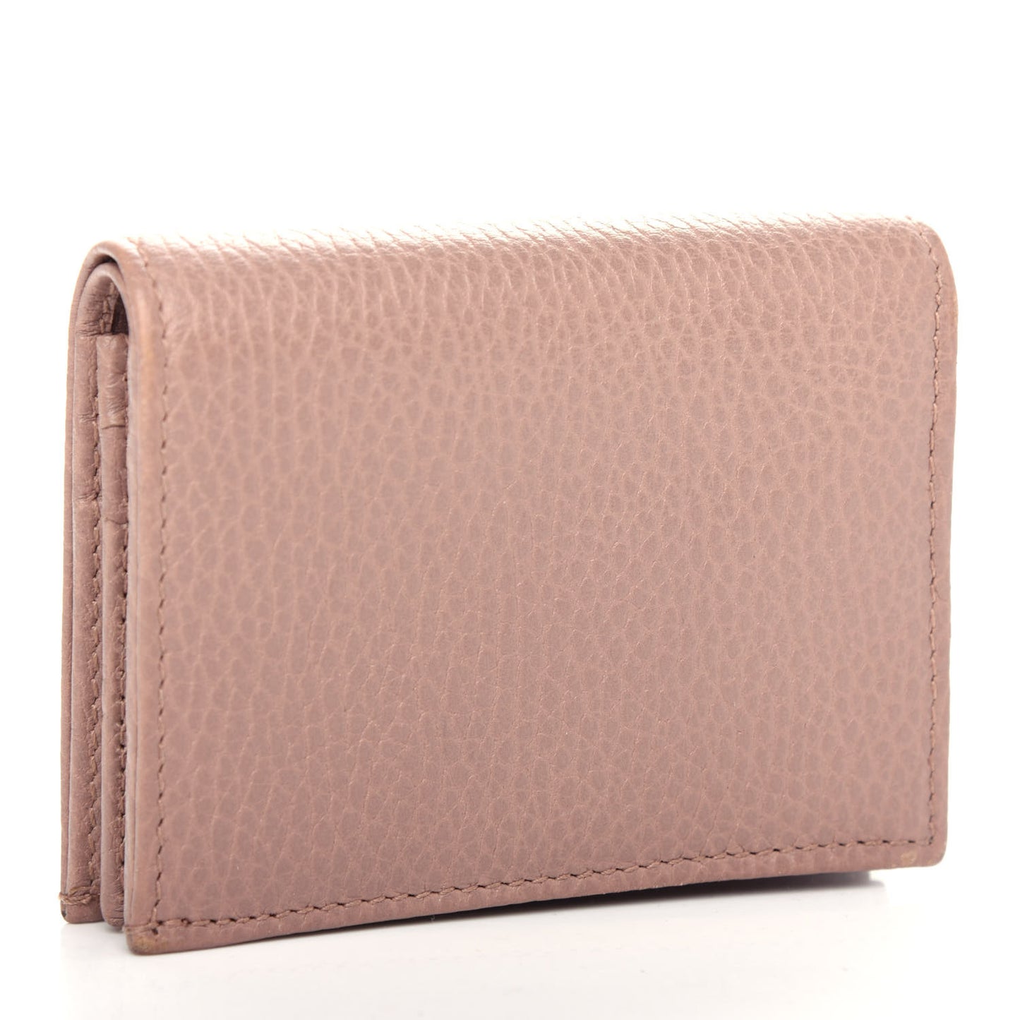 Pebbled Calfskin GG Marmont Card Case Porcelain Rose
