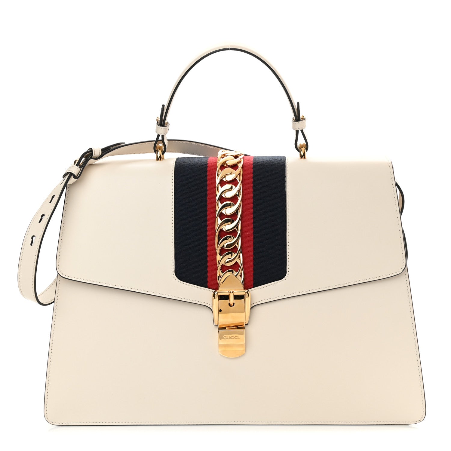 Gucci Calfskin Maxi Sylvie Top Handle Bag White 1 of 12