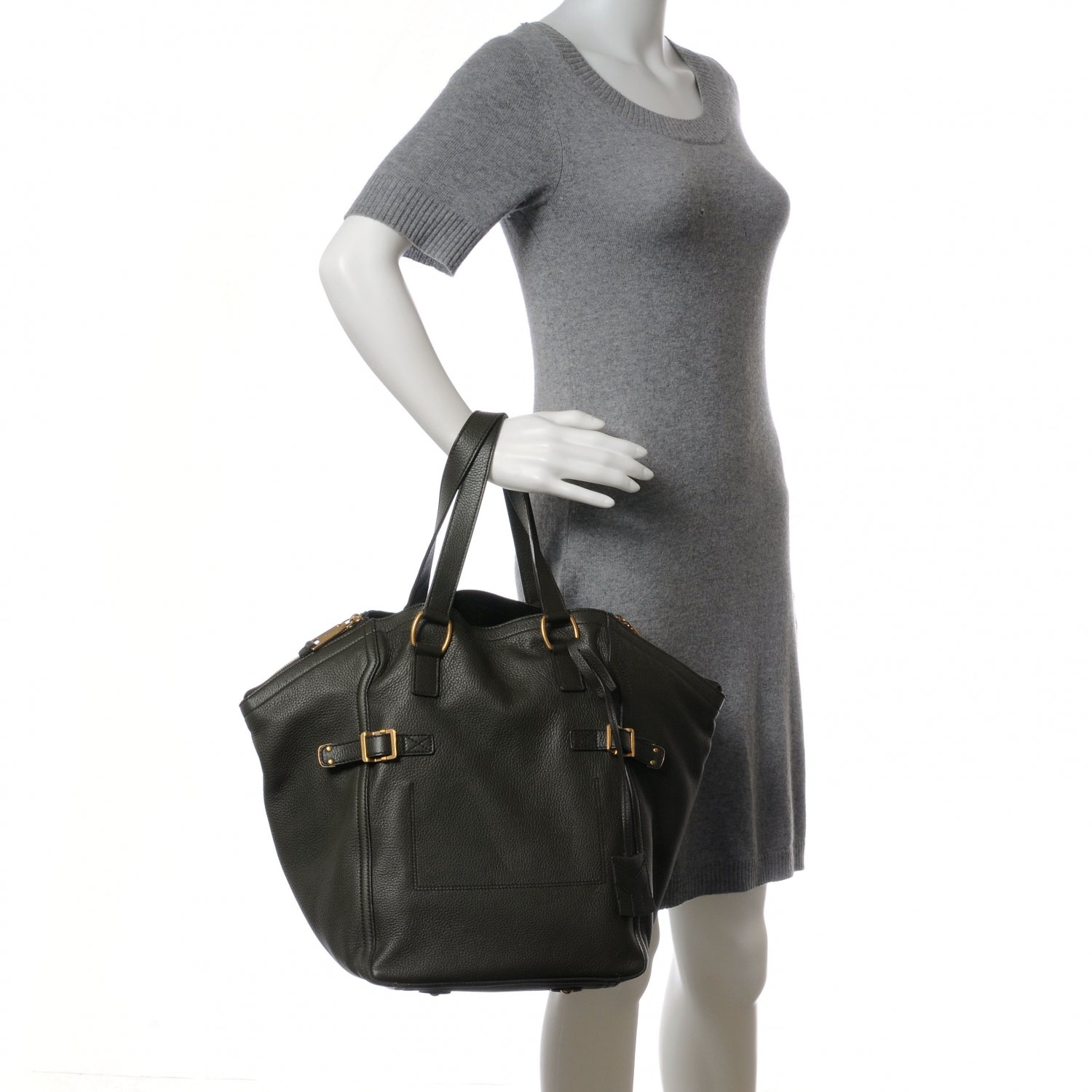 Saint Laurent Large Downtown Tote Olive 2 of 7
