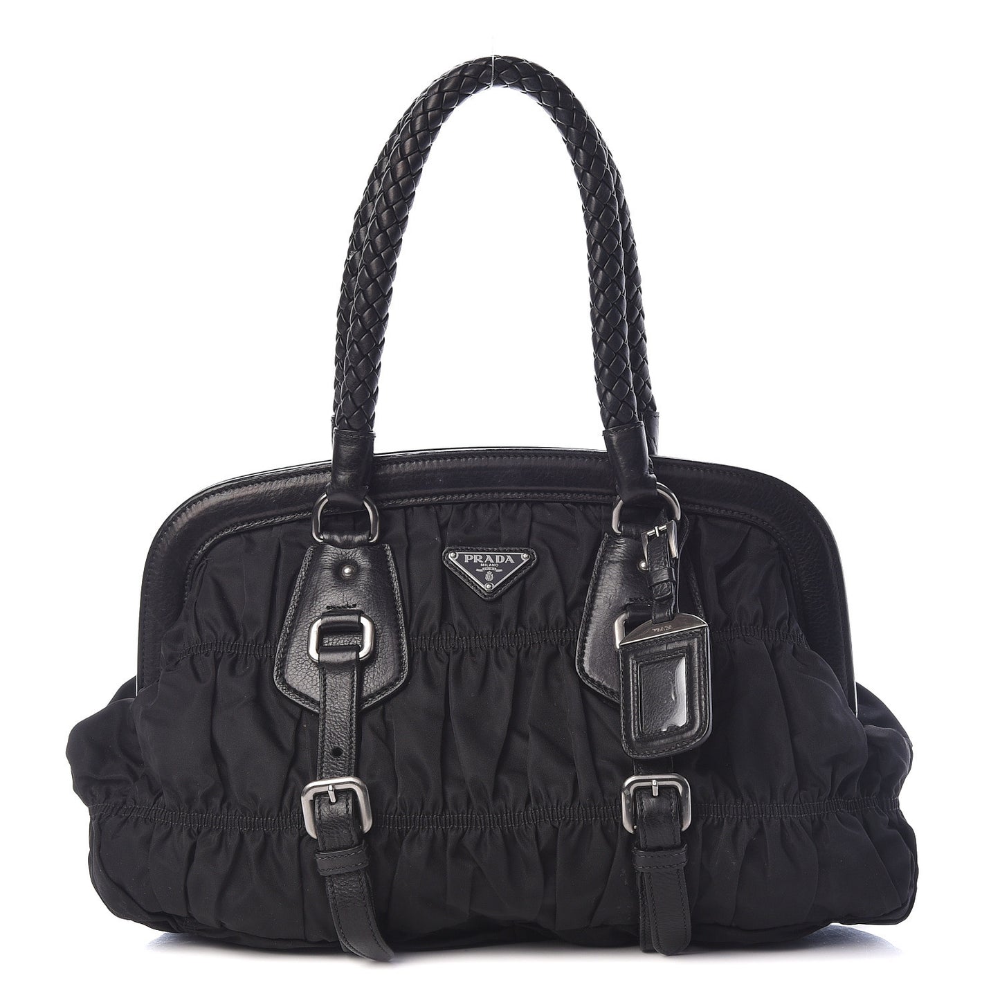 Tessuto Nylon Nappa Braided Gaufre Frame Black