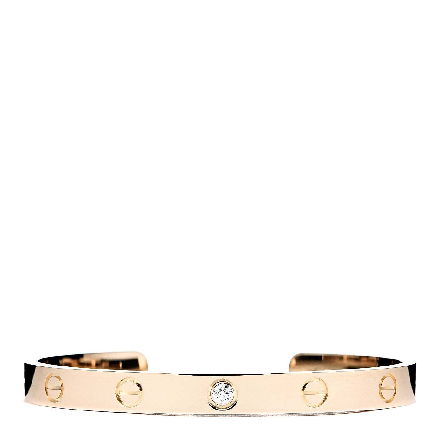 18K Yellow Gold 1 Diamond LOVE Cuff Bracelet 17