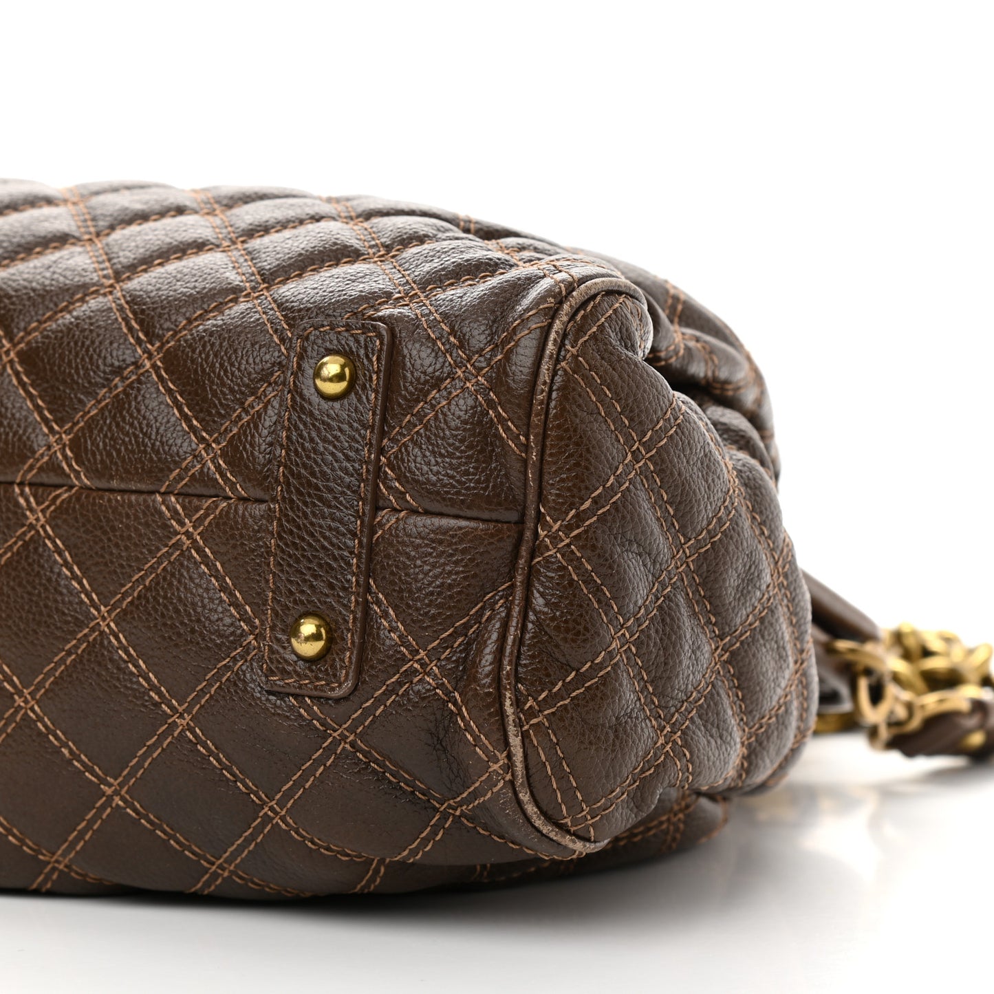 Calfskin Quilted Stam Brown