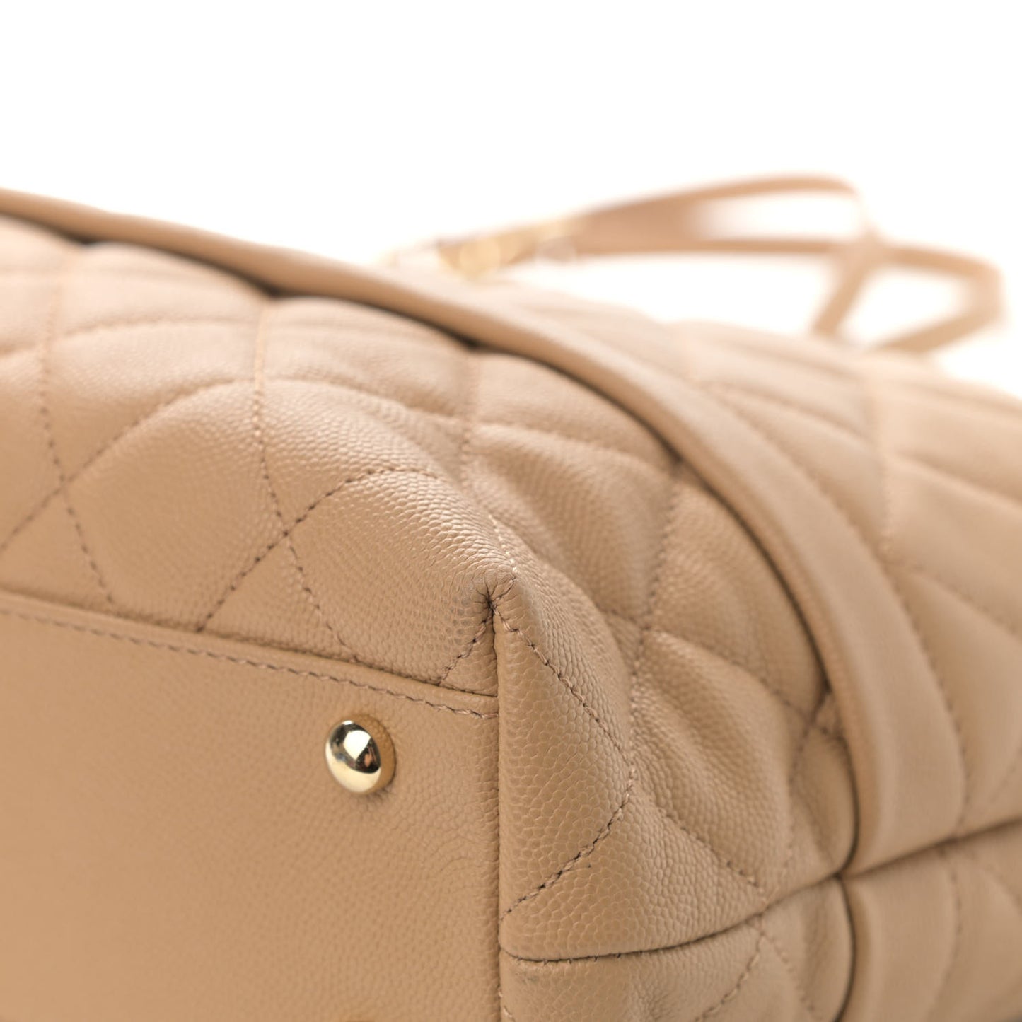 Caviar Quilted Rolled Up Tote Beige