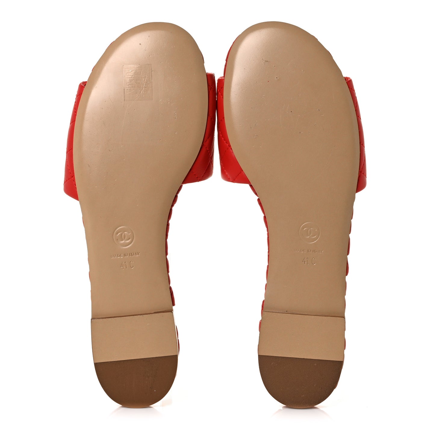 Lambskin Quilted CC Mules Sandals 41 Red