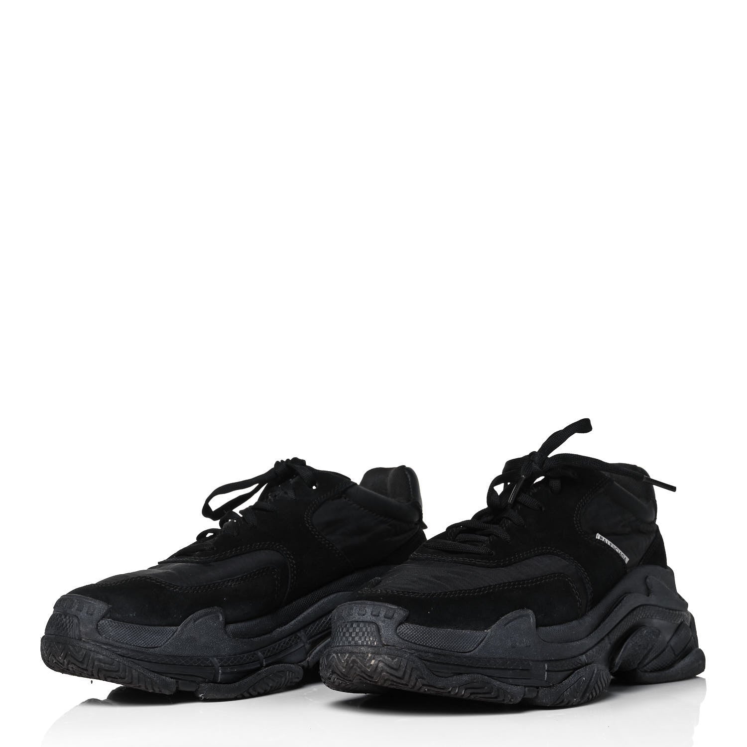 Balenciaga Nylon Suede Womens Triple S 2.0 Sneakers 40 Black 3 of 6