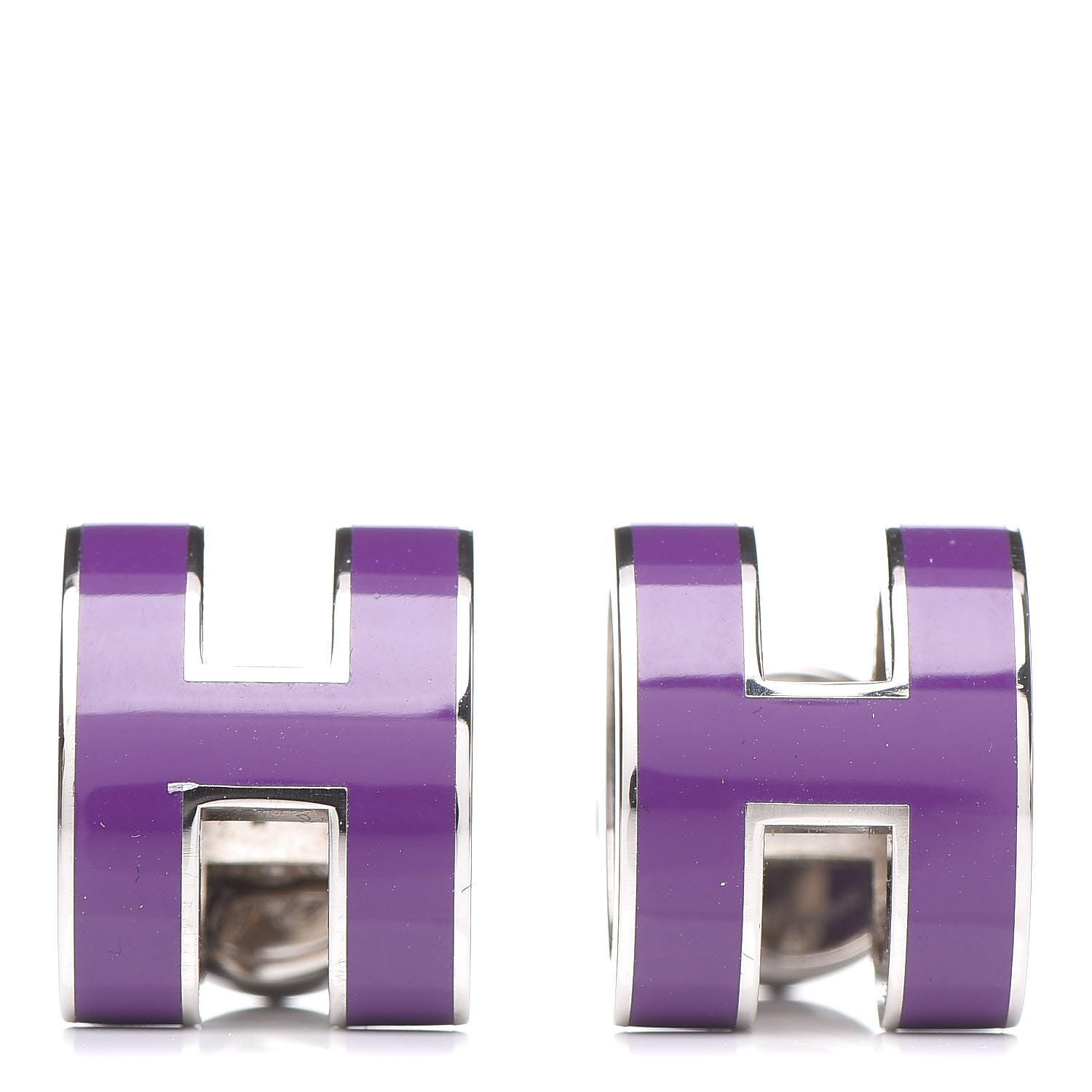 Hermes Palladium Lacquered Pop H Earrings Ultraviolet 1 of 5