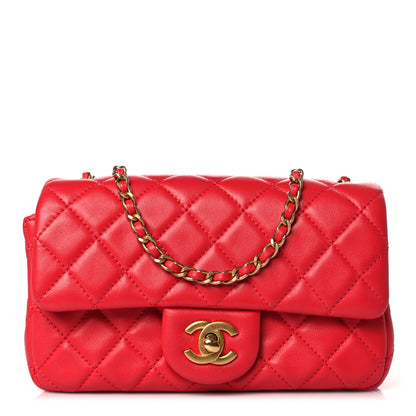 Chanel Lambskin Quilted Mini Rectangular Pearl Crush Flap Red 1 of 9