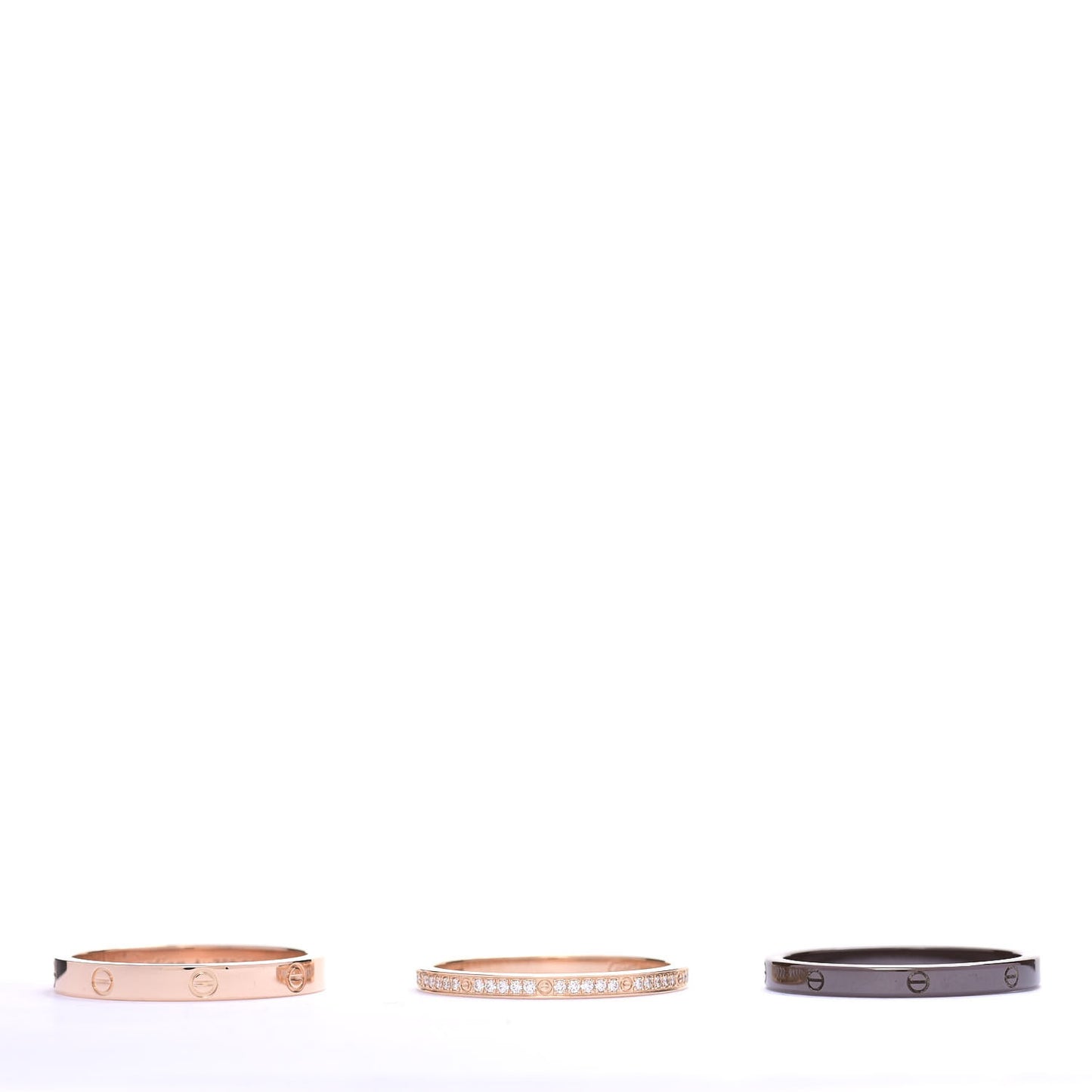 18K Pink Gold Diamond Ceramic LOVE Ring Set 61 9.5