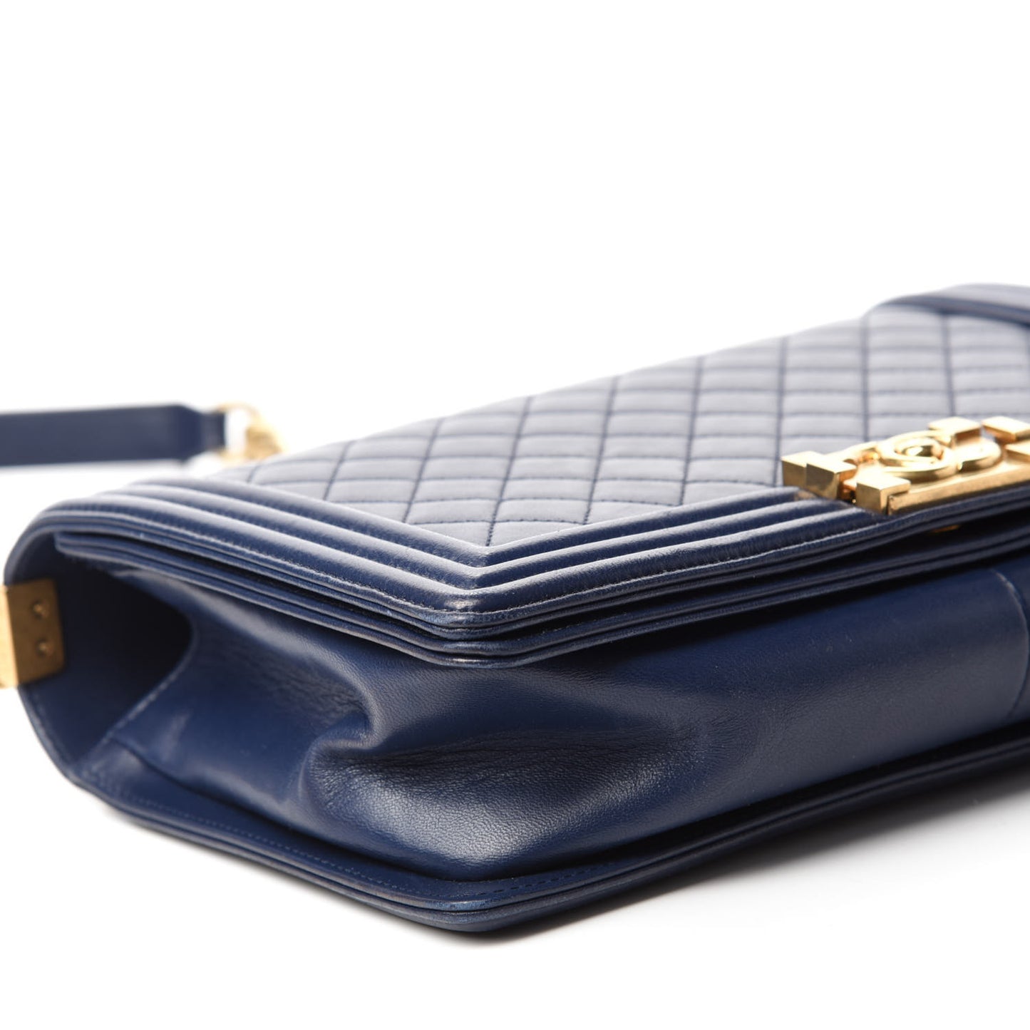 Lambskin Quilted New Medium Boy Flap Navy Blue