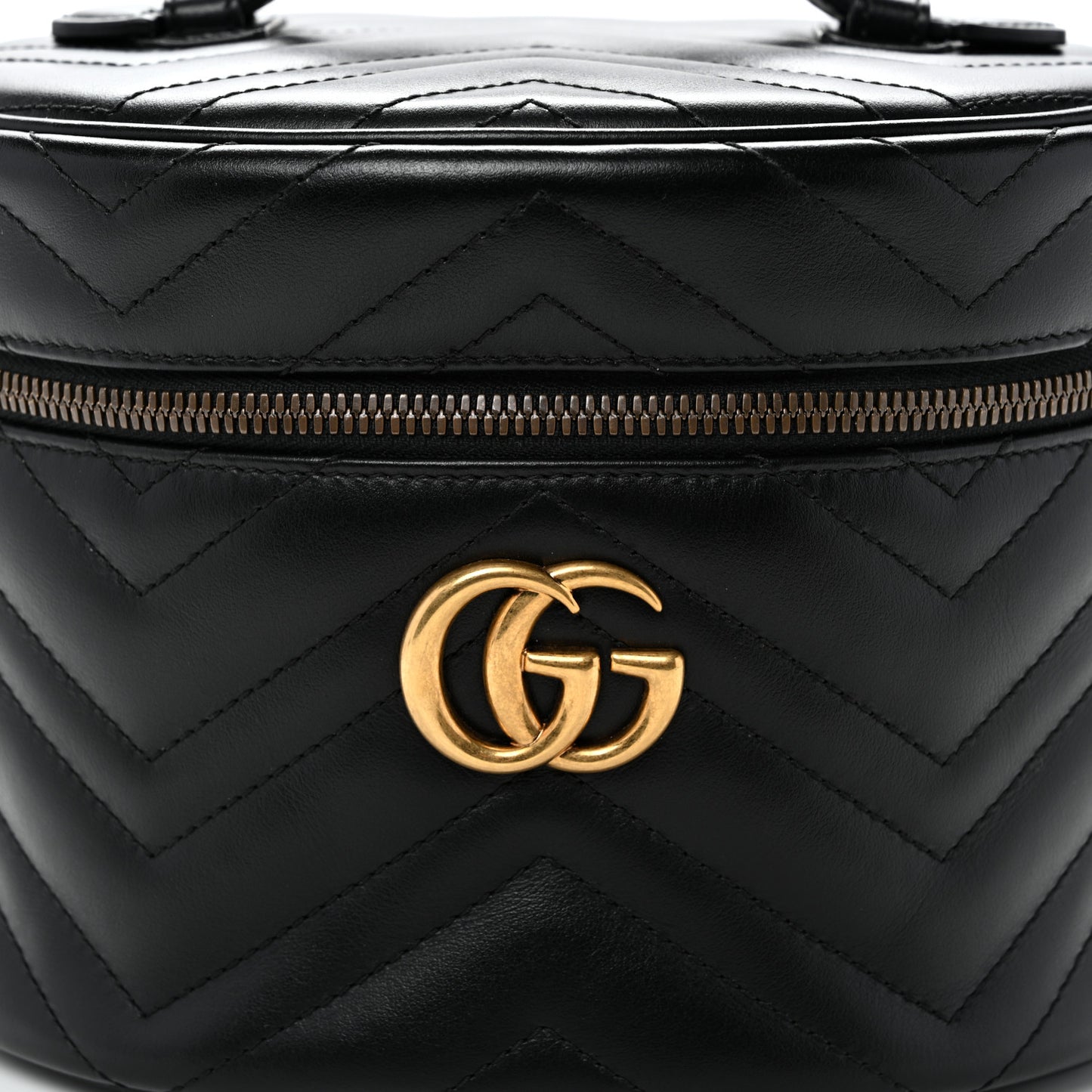 Calfskin Matelasse Small GG Marmont Vanity Cosmetic Case Black
