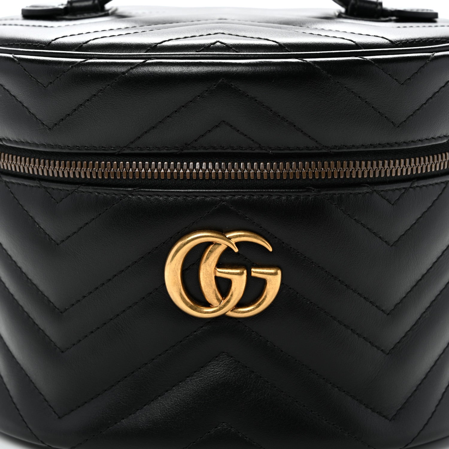 Gucci Calfskin Matelasse Small GG Marmont Vanity Cosmetic Case Black 8 of 11