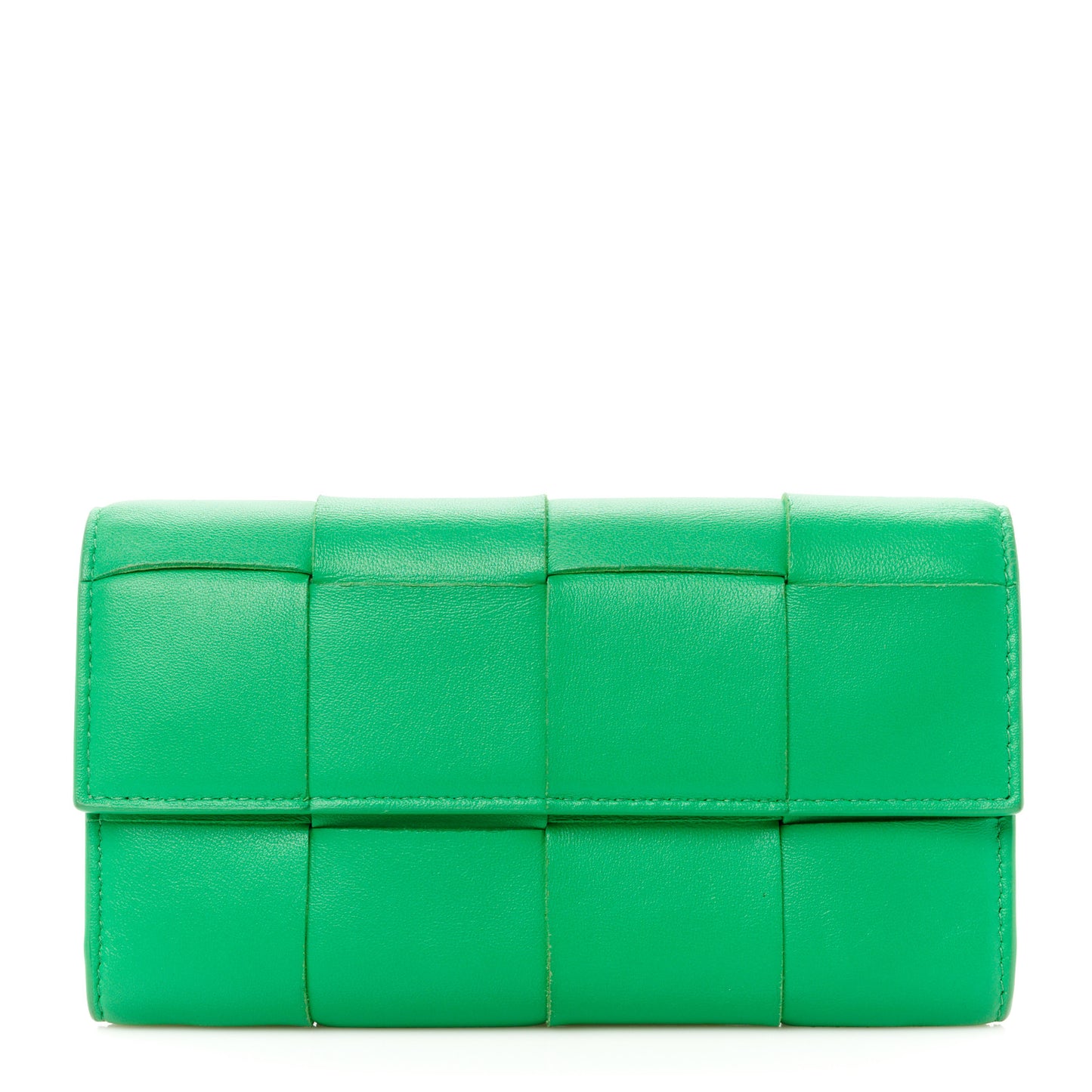Lambskin Maxi Intreccio Cassette Flap Wallet Parakeet