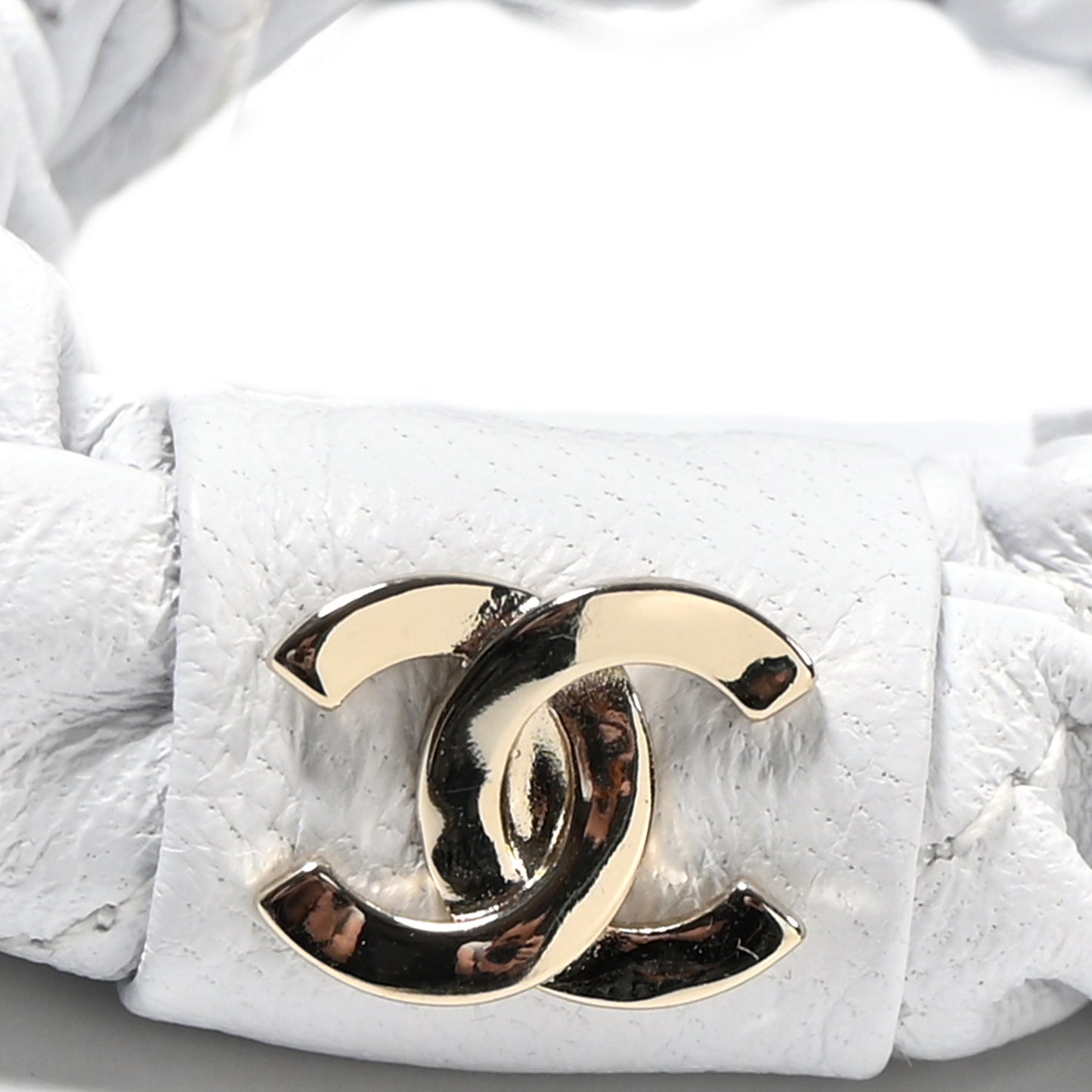 Lambskin Quilted CC Hair Scrunchie White