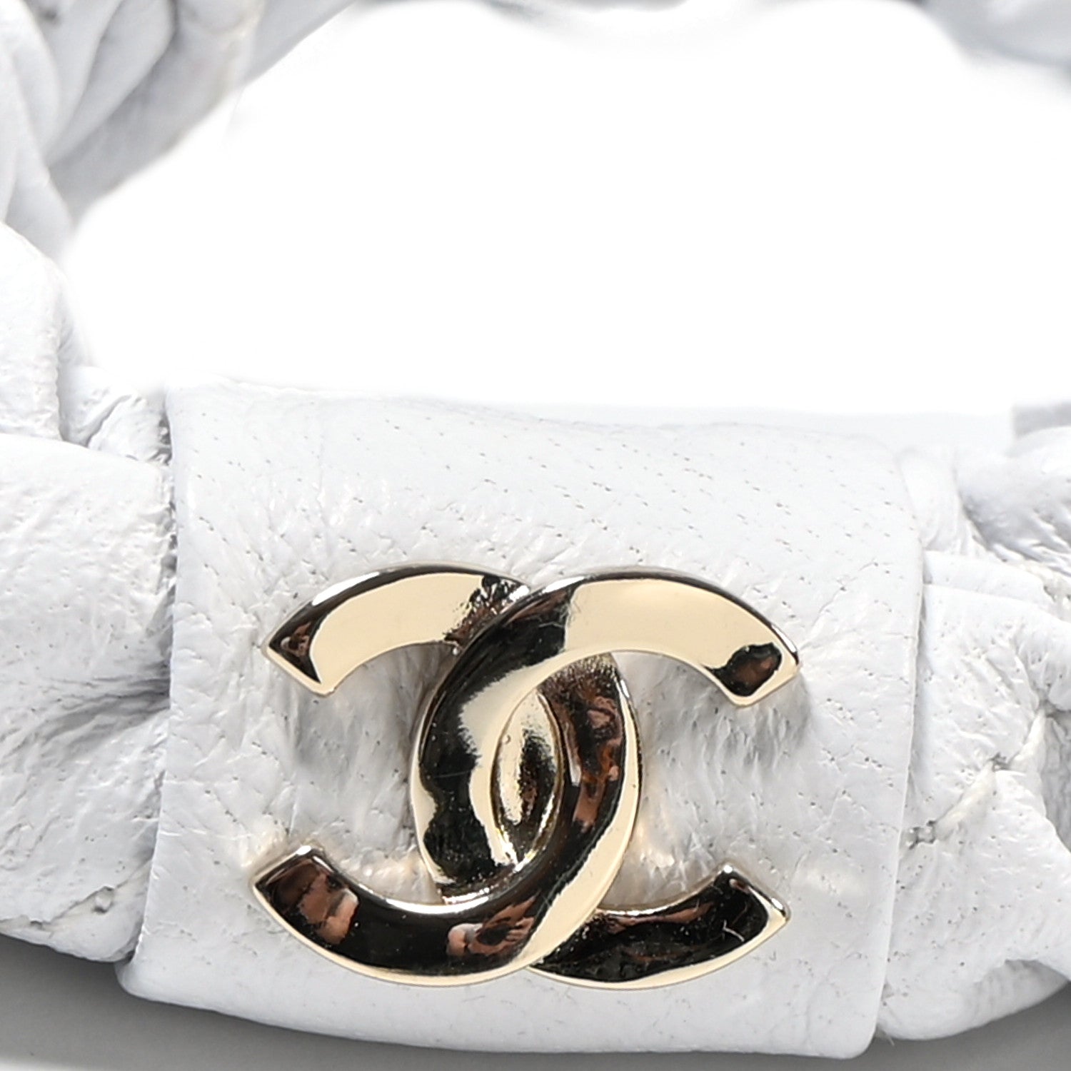 Chanel Lambskin Quilted CC Hair Scrunchie White 3 of 4