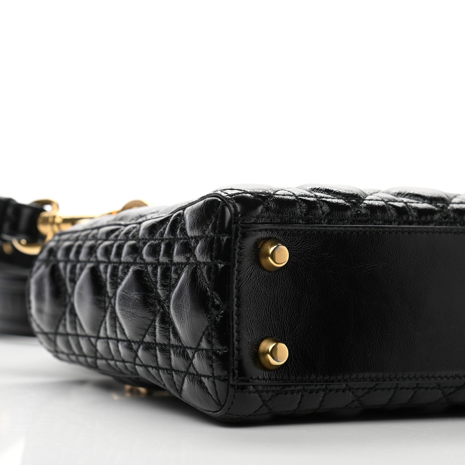 Christian Dior Crinkled Patent Cannage Small Lucky Badges My Lady Dior Black 8 of 11